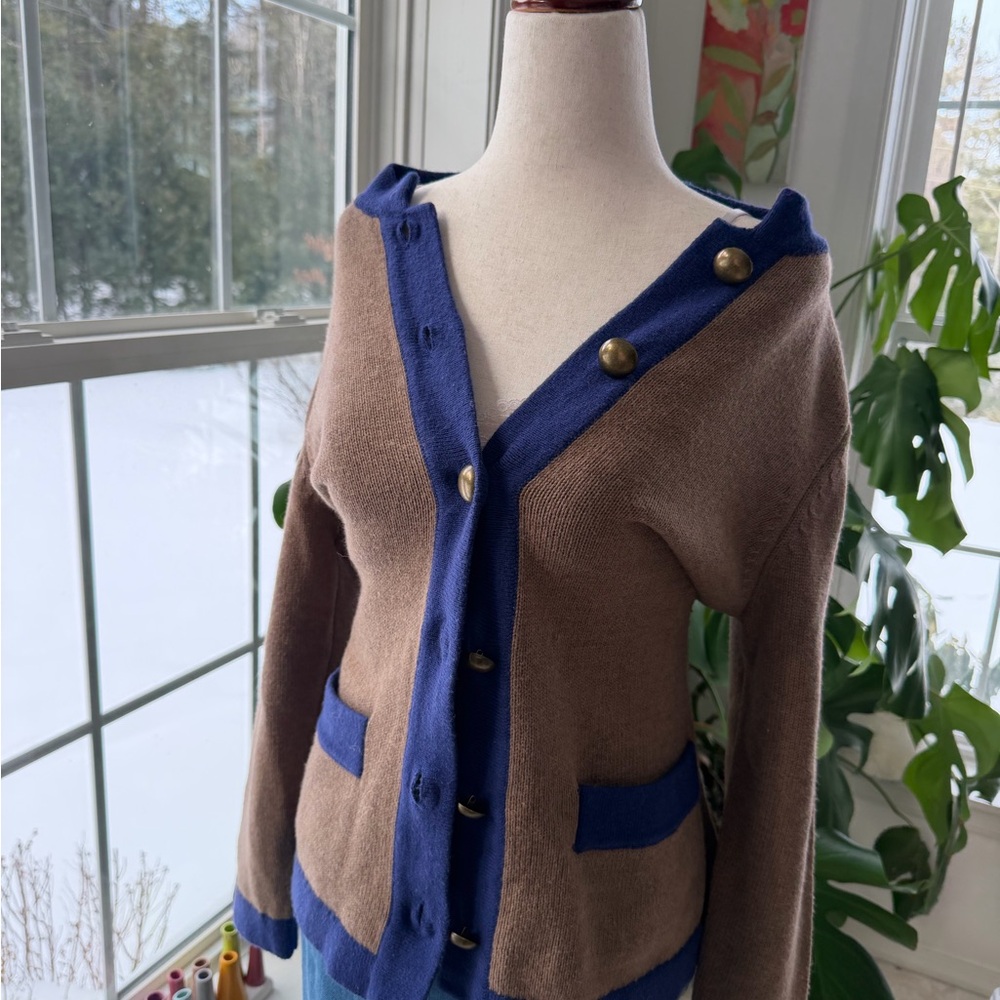 Blue and Brown Women's Cardigan